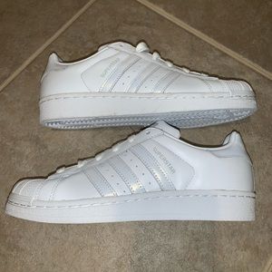 Silver/White Woman Adidas Superstars Sneakers